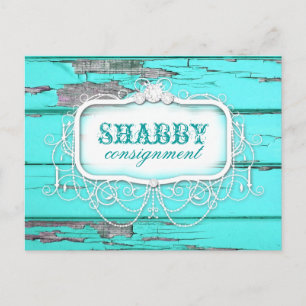 Postal GC Shabby Vintage Aqua Wood Pegatina