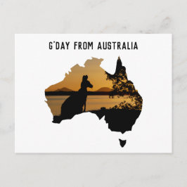 Postal G'Day de Australia Black White Gold Sunset