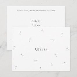 Postal Geboortekaartje Baby Neutraal Lijntekening Bloemen