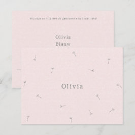 Postal Geboortekaartje Baby Neutraal Lijntekening Bloemen