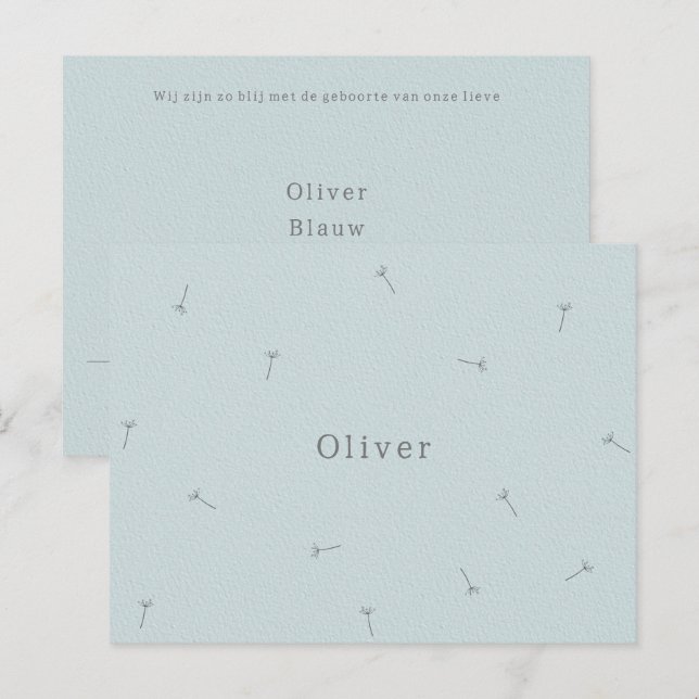 Postal Geboortekaartje Baby Neutraal Lijntekening Bloemen (Anverso / Reverso)