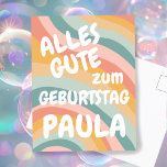 Postal GEBURTSTAG Farbenfrohe Regenbogen Anpassen<br><div class="desc">Handgemachte Karte für Sie! Passen Sie sie mit Ihrem eigenen Text an, indem Sie auf „Personalisieren“ klicken, um den Namen zu ändern oder auch Text, Farben und Schriftart zu ändern. Schauen Sie in meinem Shop nach vielen weiteren Farben und Designs oder lassen Sie mich wissen, wenn Sie etwas Individuelles möchten!...</div>