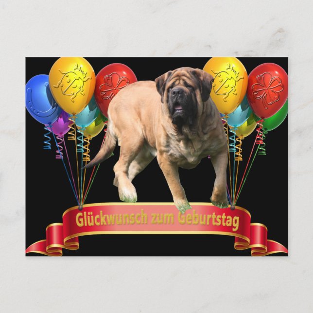 Postal Geburtstagskarte Mastiff Postkarte (Anverso)