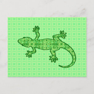 Postal Gecko de batik tribal - verde lima y verde esmeral