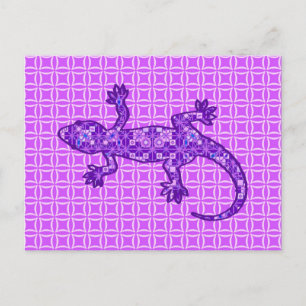 Postal Gecko de batik tribal - violeta y púrpura amatista