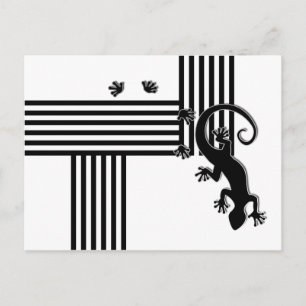Postal Gecko en ejecución - abstracto de rayas blancas y