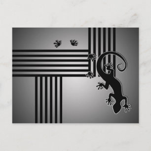 Postal Gecko en ejecución - brillo de rayas negras y blan