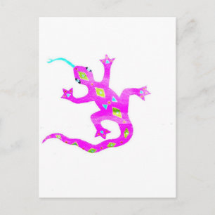 Postal Gecko en rosa2