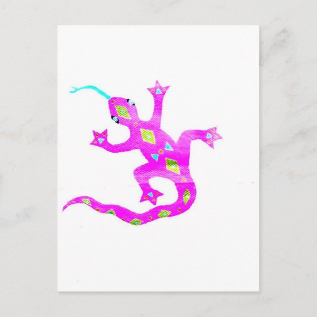 Postal Gecko en rosa2 (Anverso)