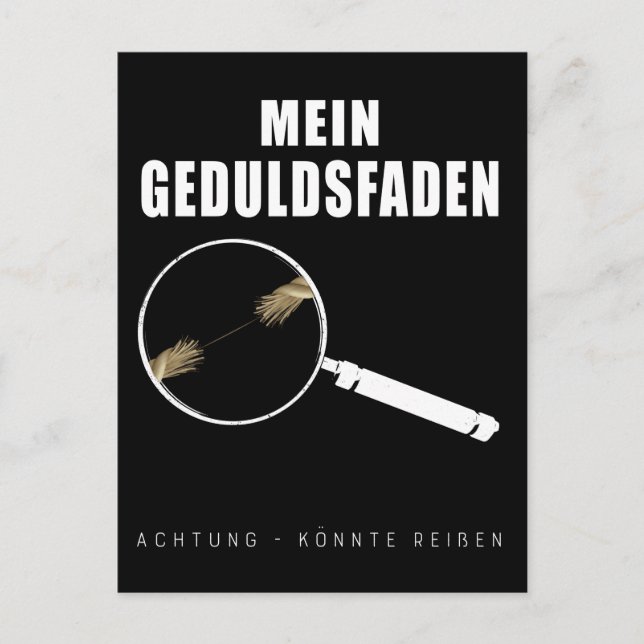 Postal Geduldsfaden Spruch Keine Geduld Frauen Humorvoll (Anverso)