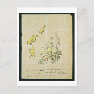 Postal Geese y Goslings (con c/c y tinta sobre papel)