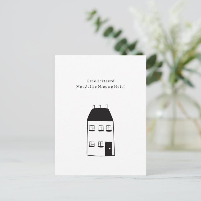 Postal Gefeliciteerd Met Jullie Nieuwe Huis Illustratie (Anverso de pie)