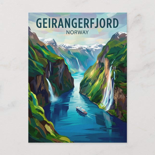 Postal Geirangerfjord Noruega (Anverso)