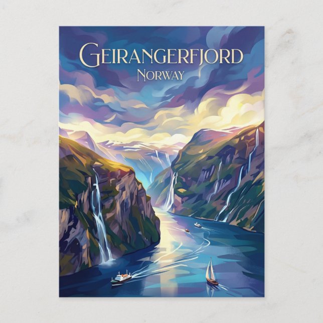 Postal Geirangerfjord Noruega (Anverso)