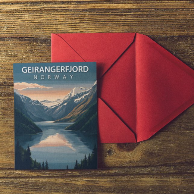 Postal Geirangerfjord Noruega Escandinavia Viaje de Vinta (Geirangerfjord Norway Scandinavia Vintage Travel Postcard)
