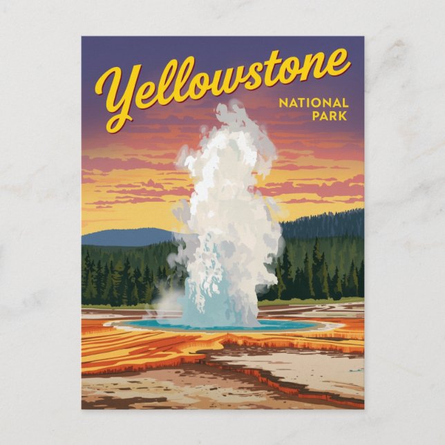 Postal Géiser Old Faithful de Yellowstone (Anverso)