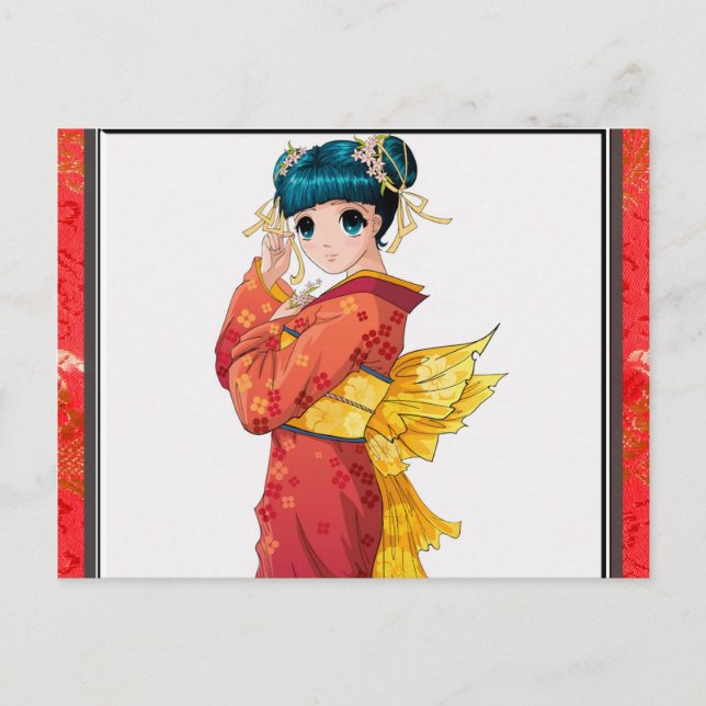 Postal Geisha del animado (Anverso)