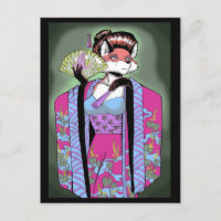 Geisha Fox Postcard