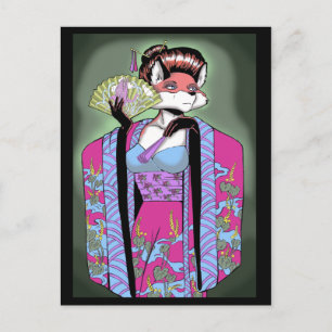 Postal Geisha Fox Postcard