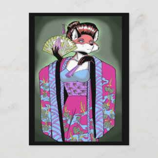 Postal Geisha Fox Postcard