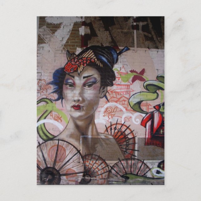 Postal Geisha Graffiti Urban Street Art (Anverso)