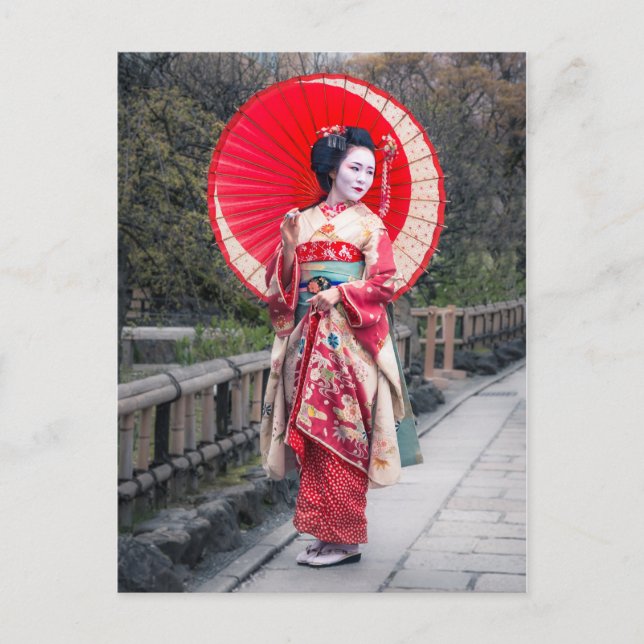 Postal Geisha japonesa en Kioto (Anverso)