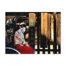 Geisha japonesa en un rickshaw