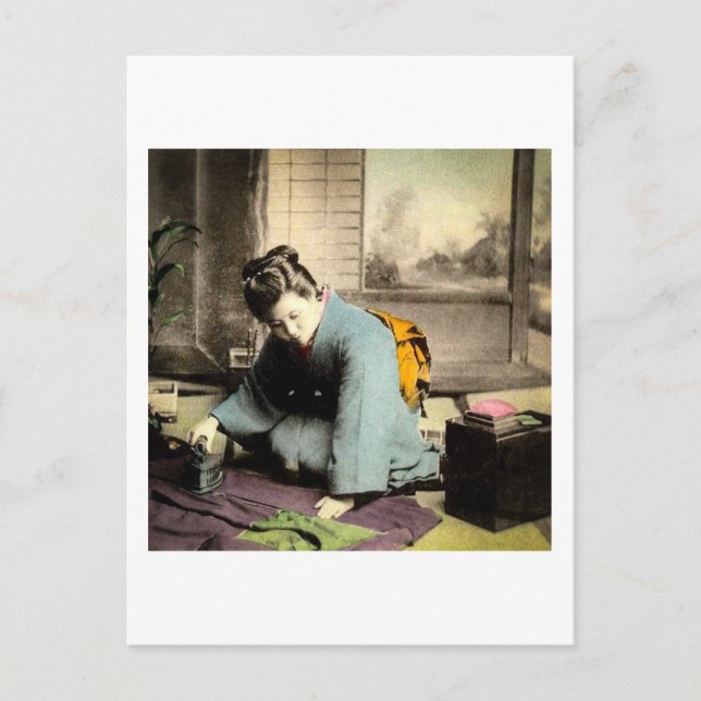 Postal Geisha Preparando el viejo Japón de la cosecha de  (Anverso)