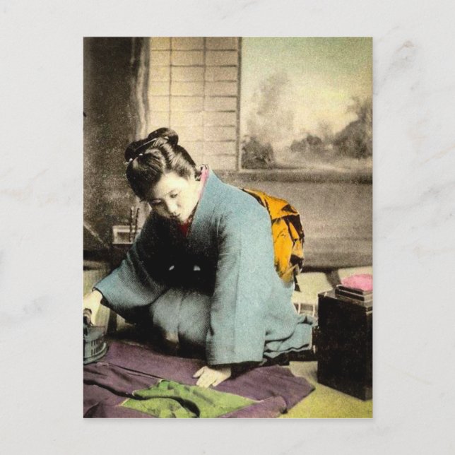 Postal Geisha Preparando el viejo Japón de la cosecha de  (Anverso)