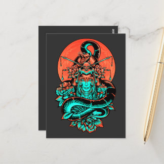 Postal Geisha Tattoo quemó naranja y negro