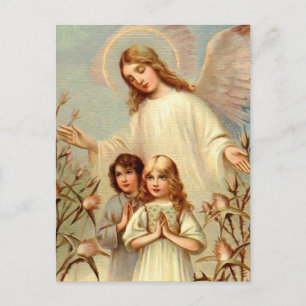 Postal Gel de protección y Rezando niños y cardo