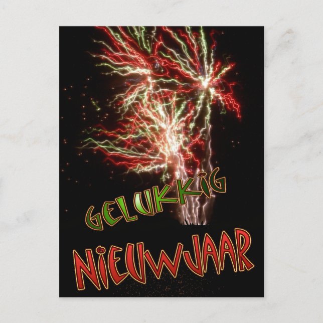 Postal Gelukkig Nieuwjaar Vuurwerk Briefkaart (Anverso)