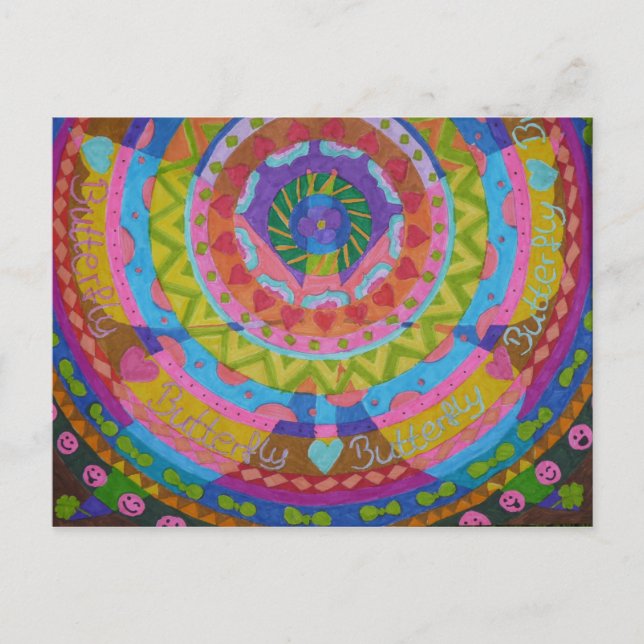 Postal gemalter Schmetterling mit Hintergrund (Anverso)