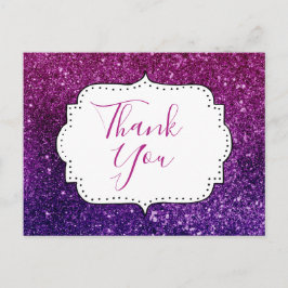 Postal Gemas de chispas rosadas y púrpura gracias