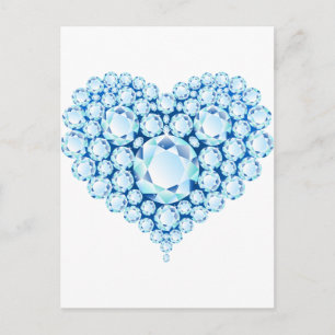 Postal Gemas del corazón de zafiro azul