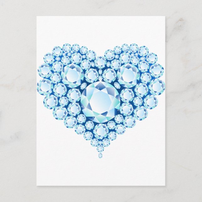 Postal Gemas del corazón de zafiro azul (Anverso)