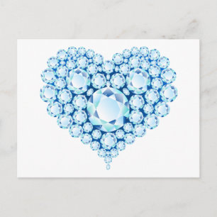 Postal Gemas del corazón de zafiro azul
