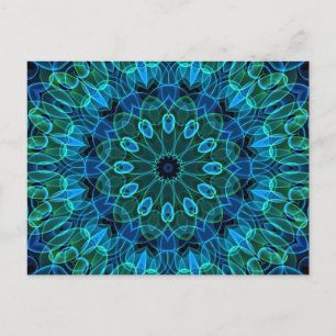 Postal Gemas verdes azules kaleidoscope