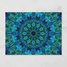 Postal Gemas verdes azules kaleidoscope