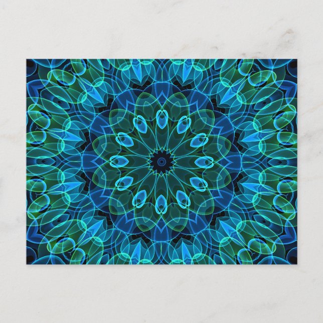 Postal Gemas verdes azules kaleidoscope (Anverso)