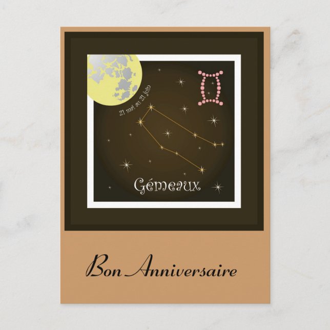Postal Gémeaux 21 mai au 21 juin Postkarte (Anverso)