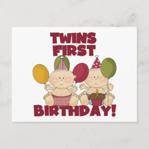 Postal Gemelos 1er cumpleaños - Camisetas y regalos para