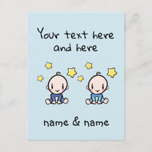Postal Gemelos Bebés Niños Felicitaciones, Lindo