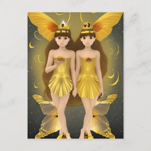 Postal Gemelos de mariposa de oro