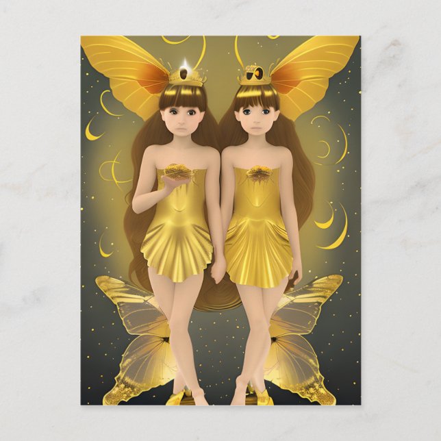 Postal Gemelos de mariposa de oro (Anverso)