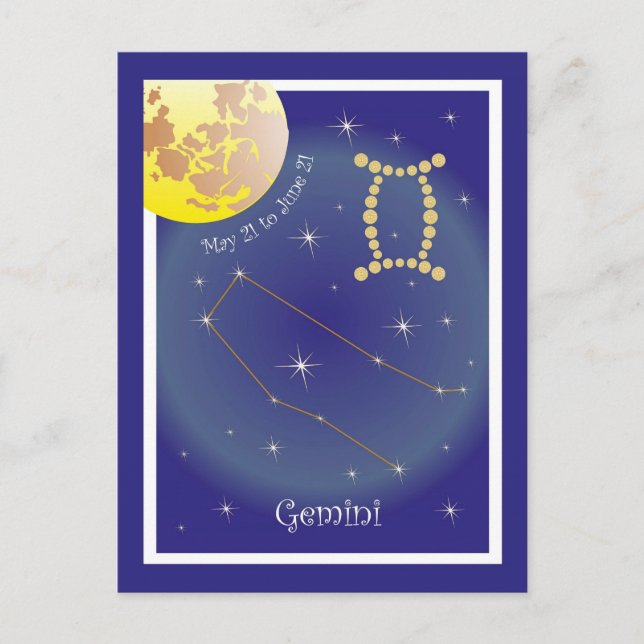 Postal Gemini 21 de mayo al 21 de junio Postkarte (Anverso)