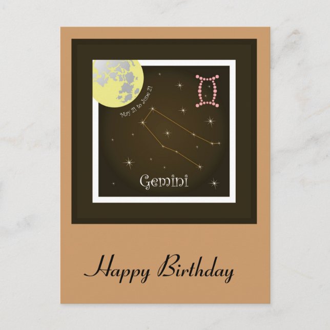 Postal Gemini 21 de mayo al 21 de junio Postkarte (Anverso)