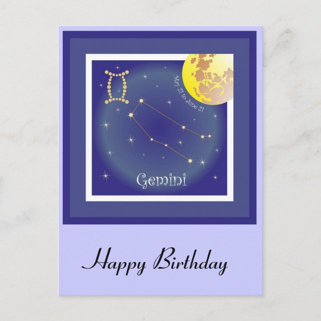 Postal Gemini 21 de mayo al 21 de junio Postkarte (Anverso)
