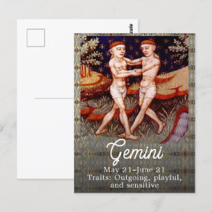 Postal Gemini: el partido de cumpleaños del Rótulo Zodiac