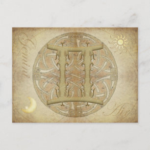 Postal Gemini Rótulo Zodiac
